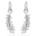 Vienna earrings Mixed cuts, Feather, White, Rhodium plated